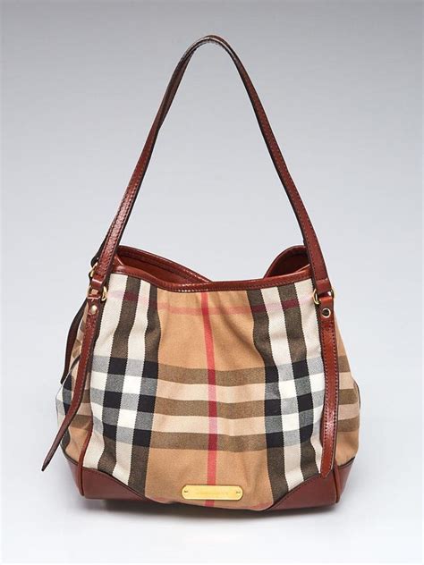 burberry brown leather bridle house check canvas canterbury tote bag|Women’s Designer Tote Bags .